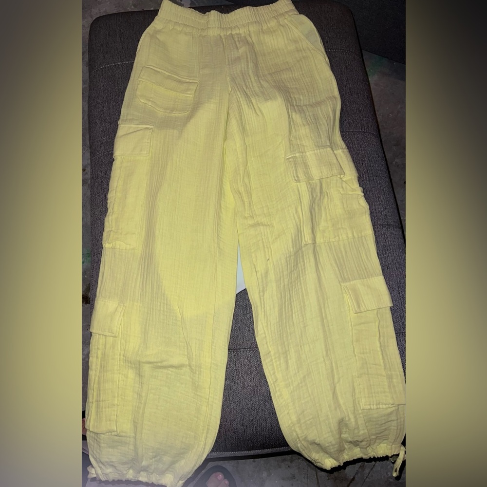 Urban outfitters Linen double pocket cargo pants